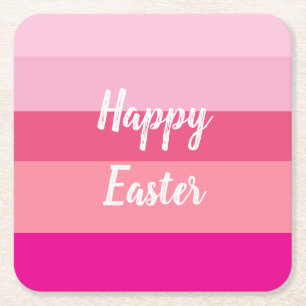 Happy Easter Candy Colours Throw Pillow Square Paper Coaster