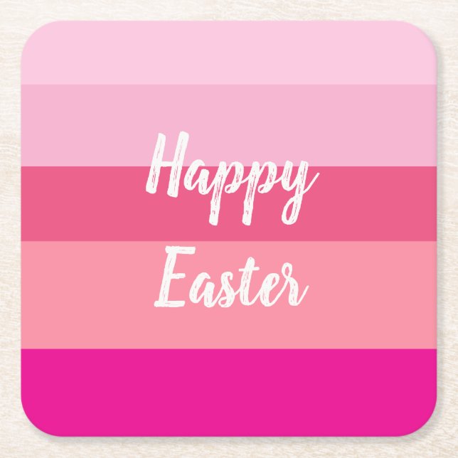 Happy Easter Candy Colours Throw Pillow Square Paper Coaster (Front)