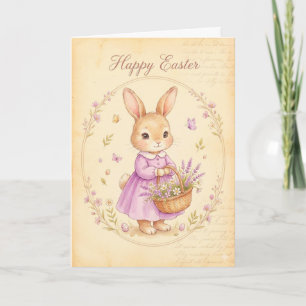 Happy Easter Card - Bunny in Purple Dress