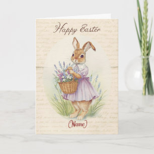 Happy Easter Card - Bunny with Lavender Basket