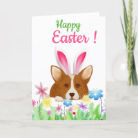 Happy Easter Card | Corgi with Easter Bunny Ear
