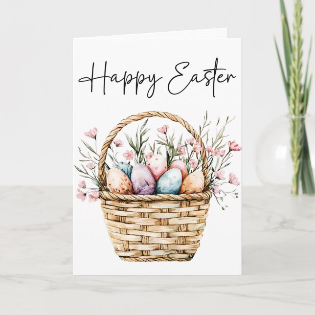 Happy Easter Card, Easter Basket Card (Front)