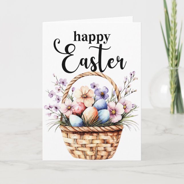 Happy Easter Card, Easter Basket Card (Front)