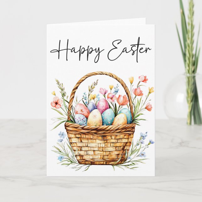 Happy Easter Card, Easter Basket Card (Front)
