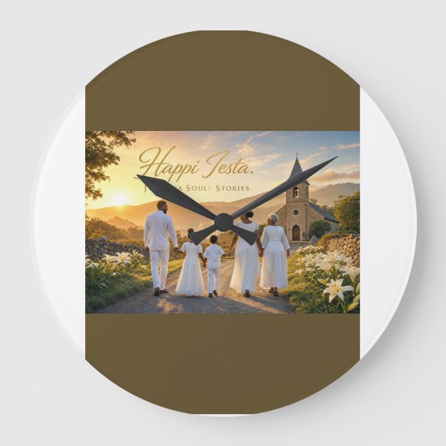 Happy Easter Card | He Is Risen Large Clock (Front)
