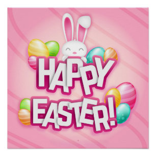 Happy Easter Card Pink Tones-23945 Poster