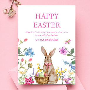 Happy Easter Cards Easter Bunny Pink Floral Spring