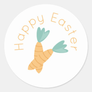 Happy Easter Carrot Bunch  Classic Round Sticker