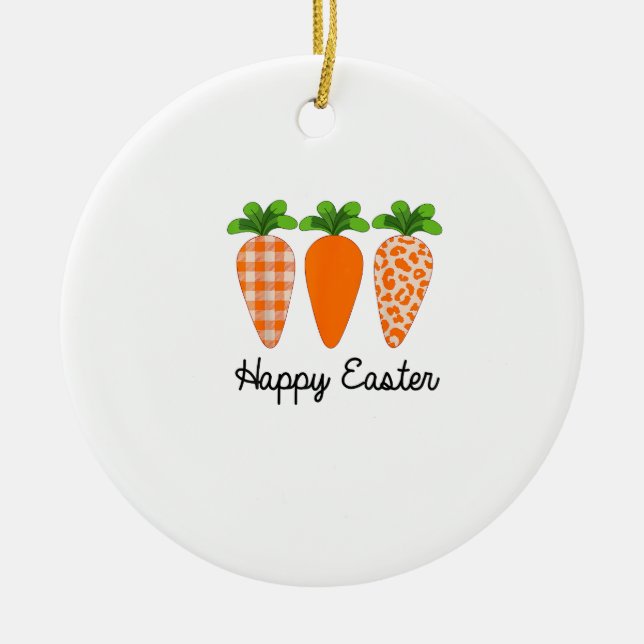 Happy Easter Carrot Cute Easter T-Shirt Ceramic Tree Decoration (Front)