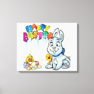 Happy Easter Cartoon Canvas Print