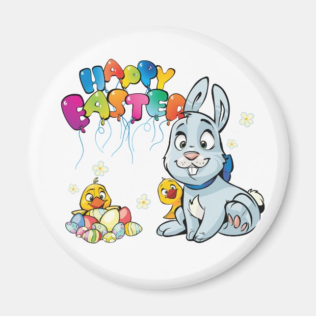 Happy Easter Cartoon Magnet (Front)