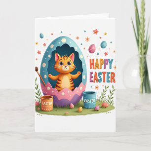 Happy Easter Cat Egg Card
