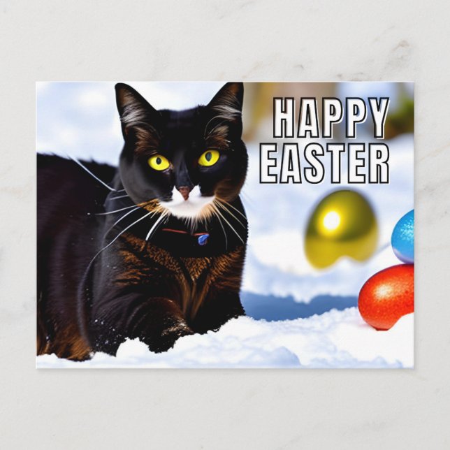 Happy Easter Cat Postcard (Front)