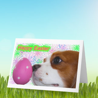 Happy Easter Cavalier King Charles Spaniels Holiday Card