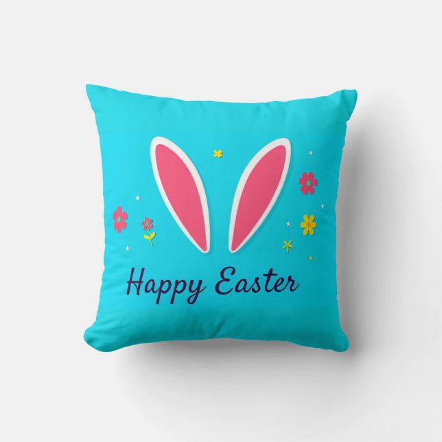 Happy Easter Celebration Card with Bunny Ears Cushion (Front)