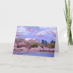 Happy Easter Cherry Blossoms Holiday Card