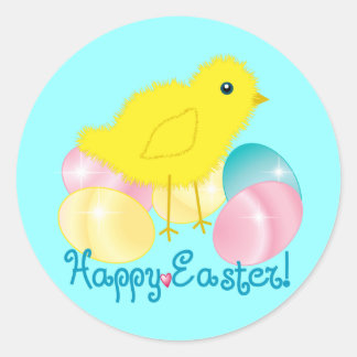Happy Easter Chick Classic Round Sticker