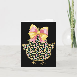 Happy Easter Chick Happy Easter Day Coquette Bow  Card