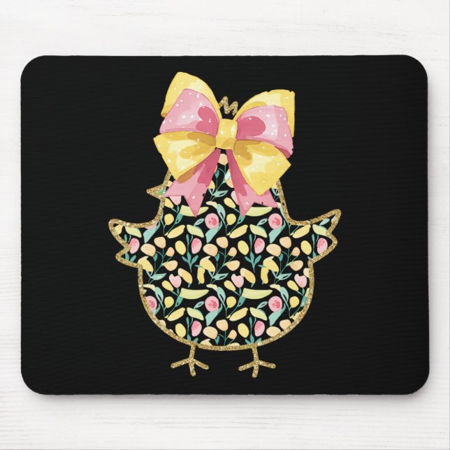 Happy Easter Chick Happy Easter Day Coquette Bow  Mouse Pad (Front)