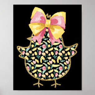 Happy Easter Chick Happy Easter Day Coquette Bow Poster