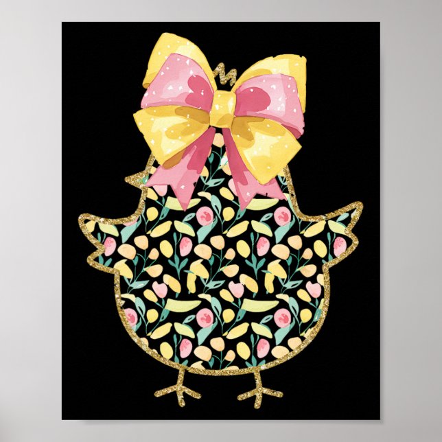 Happy Easter Chick Happy Easter Day Coquette Bow  Poster (Front)