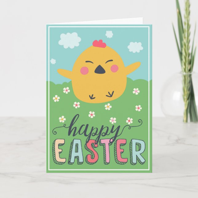 Happy Easter chick holiday card (Front)