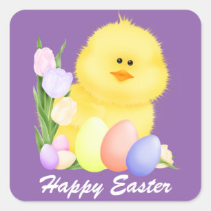 Happy Easter chick Holiday sticker