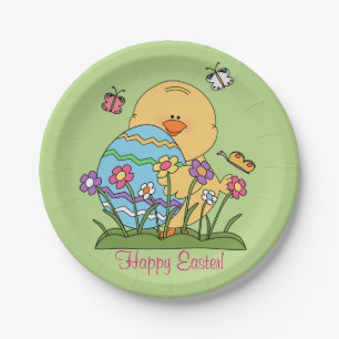 Happy Easter Chick Paper Plate