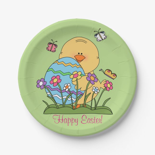 Happy Easter Chick Paper Plate (Front)