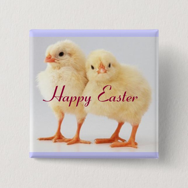Happy Easter Chicks Button Pin (Front)