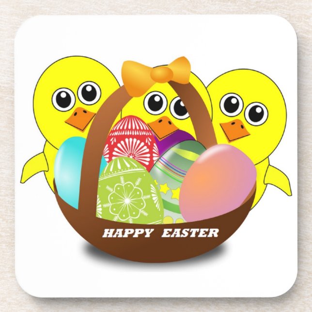 "HAPPY EASTER" CHICKS COASTER (Front)