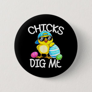 Happy Easter Chicks Dig Easter Toddler Boys Men 6 Cm Round Badge