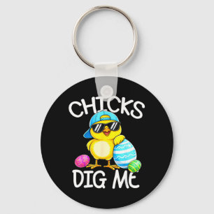 Happy Easter Chicks Dig Easter Toddler Boys Men Key Ring