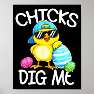 Happy Easter Chicks Dig Easter Toddler Boys Men Poster