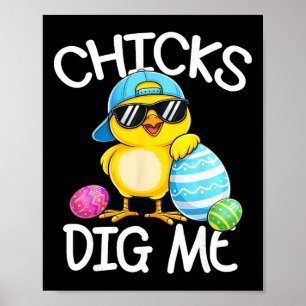Happy Easter Chicks Dig Me Easter Toddler Boys Men Poster