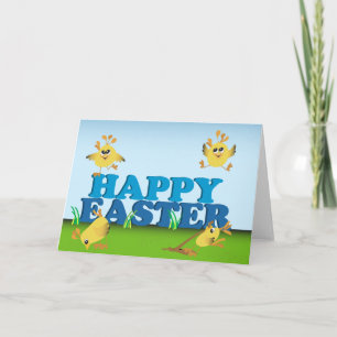 Happy Easter Chicks Holiday Card