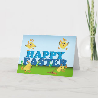 Happy Easter Chicks Holiday Card