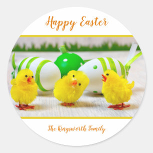 Happy Easter chicks personalised Classic Round Sticker