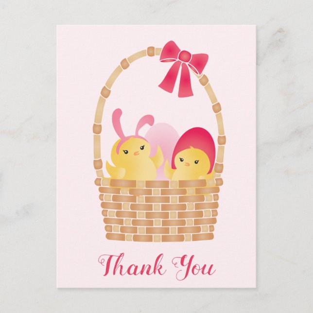 Happy Easter Chicks Pink Postcard (Front)