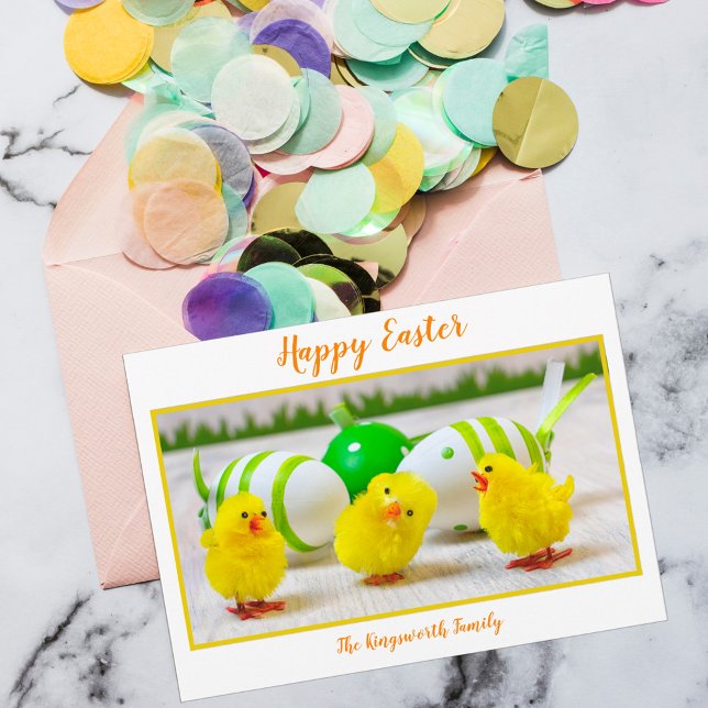 Happy Easter chicks with egg personalised Holiday Card (Creator Uploaded)