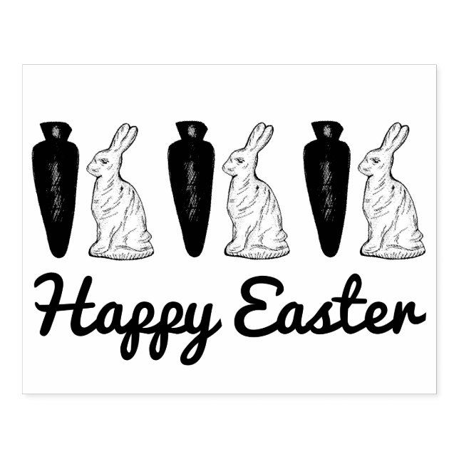 Happy Easter Chocolate Bunnies and Carrots Stamp (Imprint)