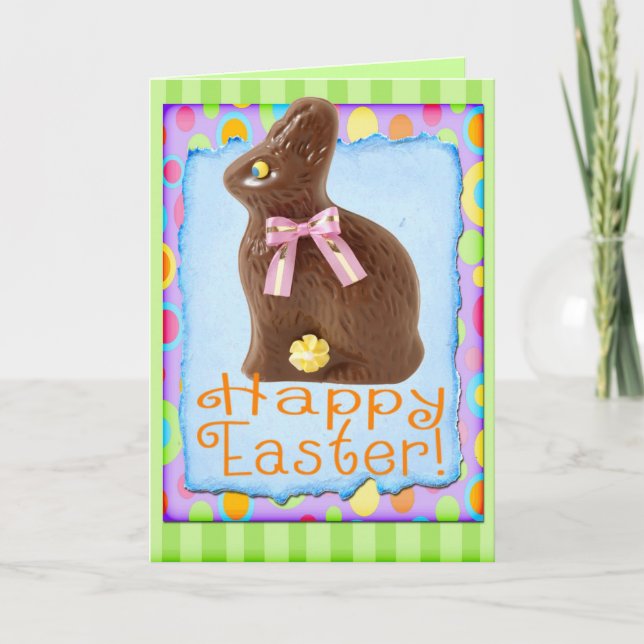 Happy Easter chocolate bunny festive card (Front)