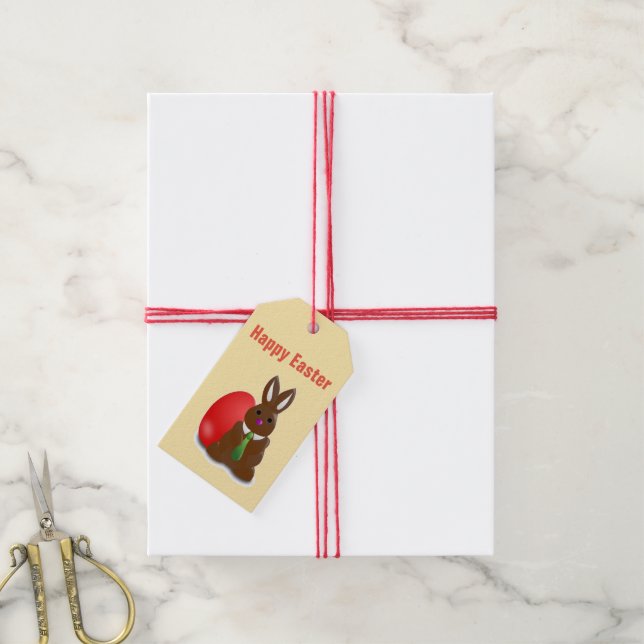 Happy easter chocolate bunny gift tags (With Twine)