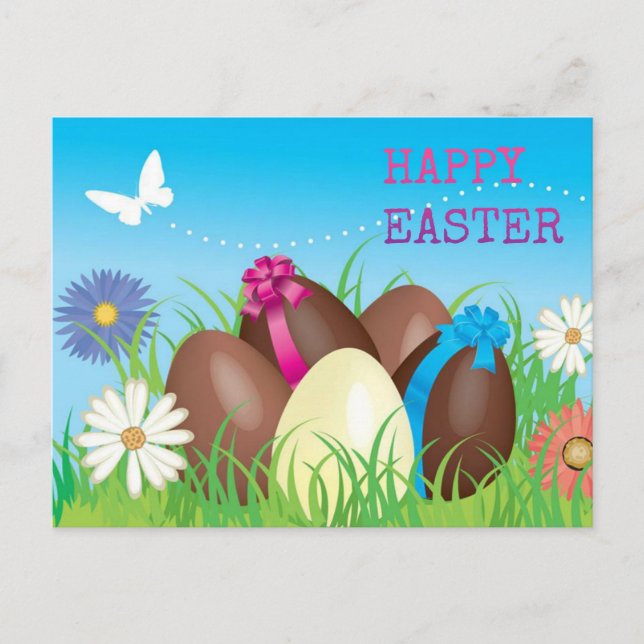 Happy Easter Chocolate Eggs Holiday Postcard (Front)