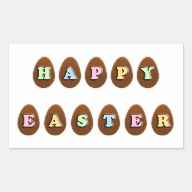Happy Easter Chocolate Eggs Rectangular Sticker (Front)
