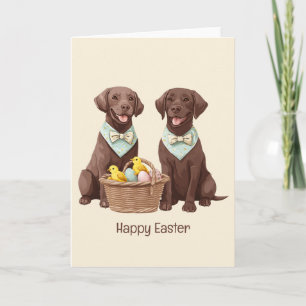 Happy Easter Chocolate Labrador Retriever Dogs Card