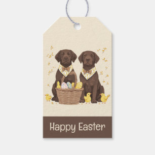 Happy Easter Chocolate Labrador Retriever Dogs Gift Tags