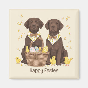 Happy Easter Chocolate Labrador Retriever Dogs Magnet