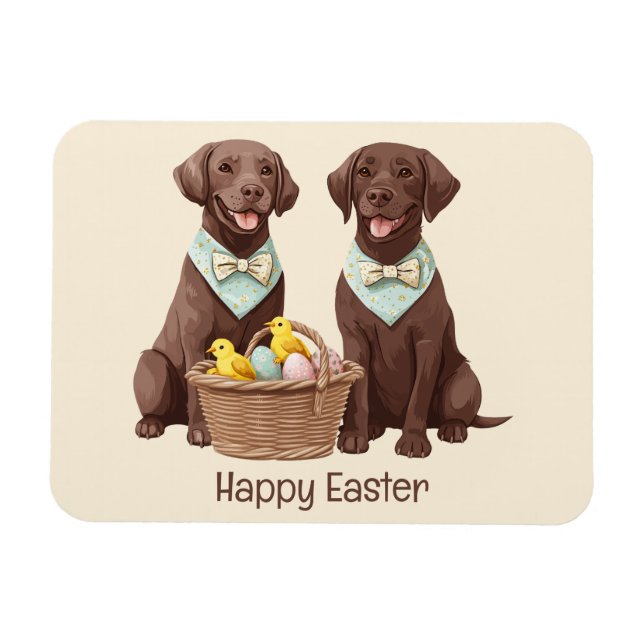 Happy Easter Chocolate Labrador Retriever Dogs Magnet (Horizontal)