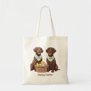 Happy Easter Chocolate Labrador Retriever Dogs Tote Bag